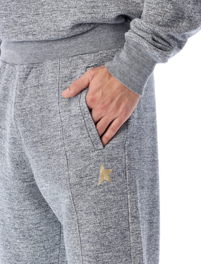Shop Golden Goose Melange Gray Doro Star Collection Jogging Pants With Gold Star On The Fron In Grey