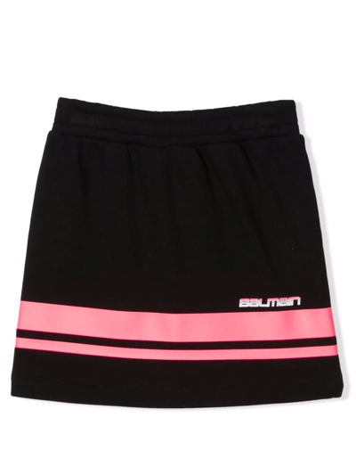 Shop Balmain Black Cotton Skirt In Nero