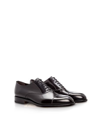 Shop Moreschi New York Black M Calfskin Oxford Shoes