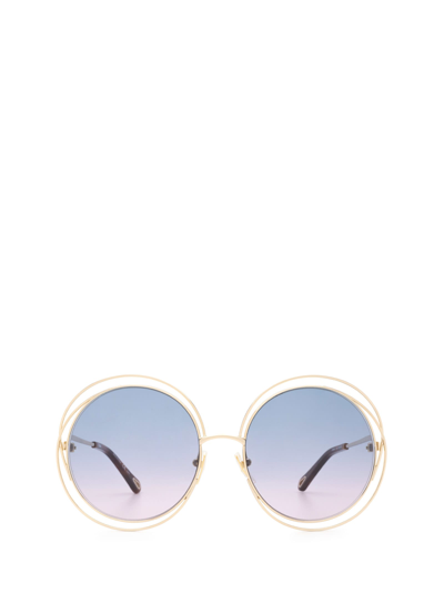 Shop Chloé Ch0045s Gold Sunglasses