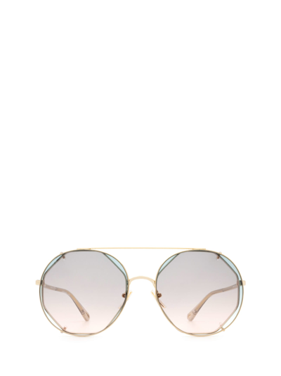 Shop Chloé Ch0041s Gold Sunglasses