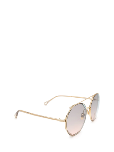 Shop Chloé Ch0041s Gold Sunglasses