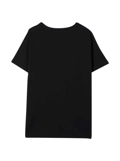 Shop Balmain Black T-shirt With White Print In Nero