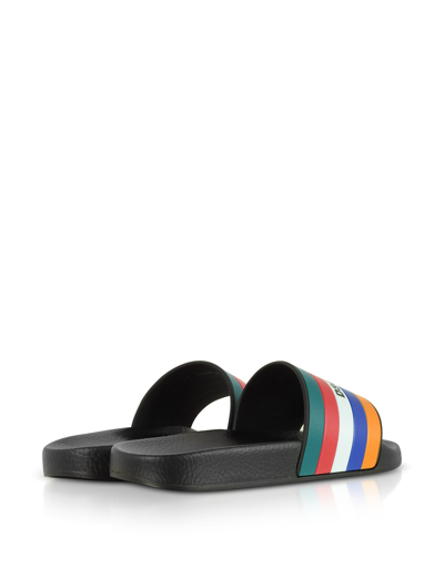 Shop Dsquared2 Black & Multicolor Stripes Womens Rubber Slides