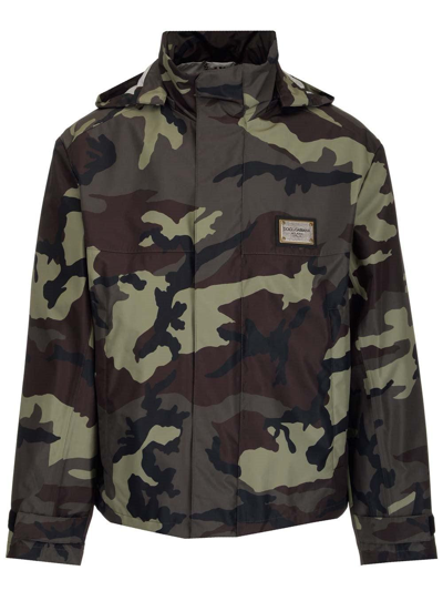 Shop Dolce & Gabbana Camouflage Print Zip-up Hooded Jacket In Kk