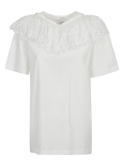 Shop Patou Detachable Lace Signature T-shirt In Bianco
