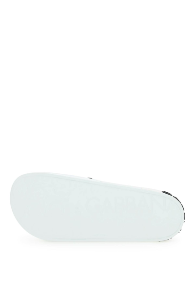 Shop Dolce & Gabbana Logo Rubber Sliders In Bianco+nero