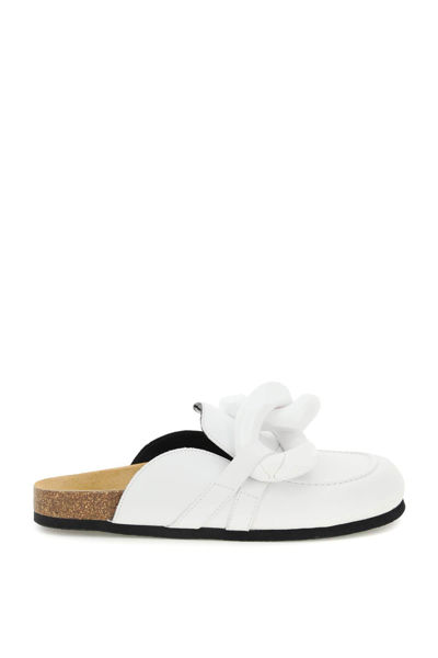 Shop Jw Anderson Leather Chain Mules In Bianco