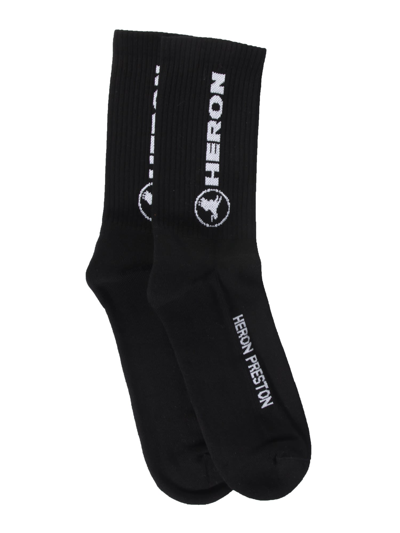 Shop Heron Preston Long Socks In Black/white