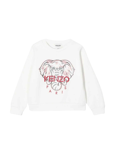 Shop Kenzo White Sweatshirt With Print In Ecru
