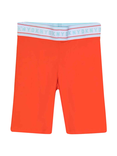 Shop Dkny Orange Cycling Shorts Teen Unisex In Arancione