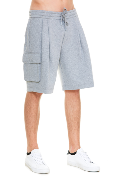 Shop Dolce & Gabbana Jogger Shorts With Dg Logo In Melange Grigio