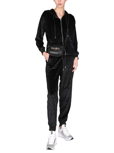 Shop Michael Kors Jogging Pants With Monogram Logo In Black