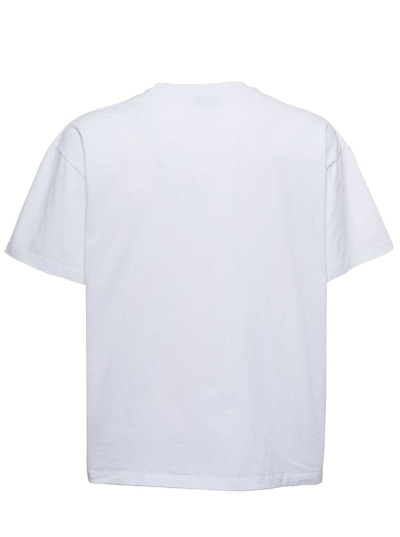 Shop Aries White Cotton T-shirt With Logo Print