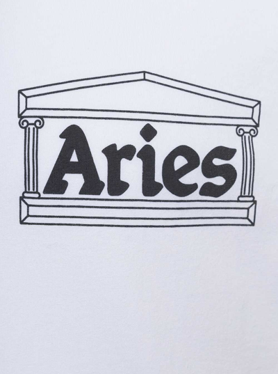 Shop Aries White Cotton T-shirt With Logo Print