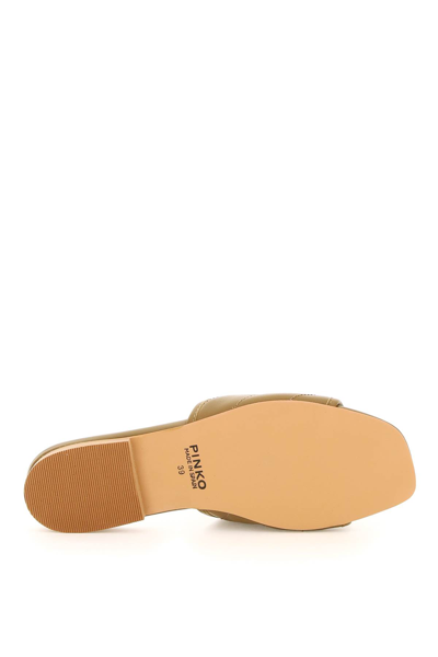 Shop Pinko Quilted Nappa Leather Molly Mules In Bronzo Medio