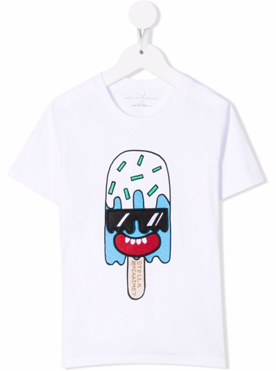 Shop Stella Mccartney White Cotton T-shirt With Icicle Print