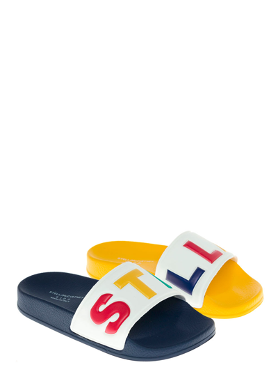 Shop Stella Mccartney Mulitcolor Rubber Slide Sandals With Logo In C
