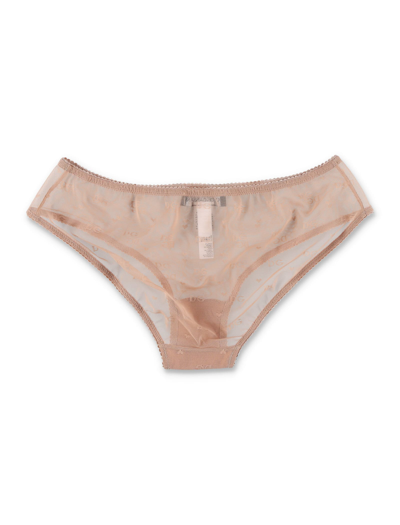 Shop Dolce & Gabbana Jacquard Tulle Briefs In Nut