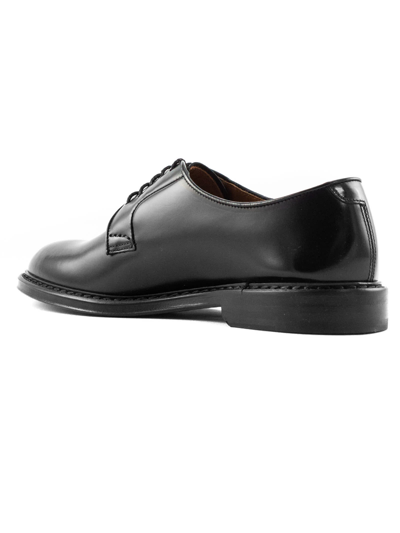 Shop Doucal's Black Semi-glossy Leather Derby Shoes In Horse Black