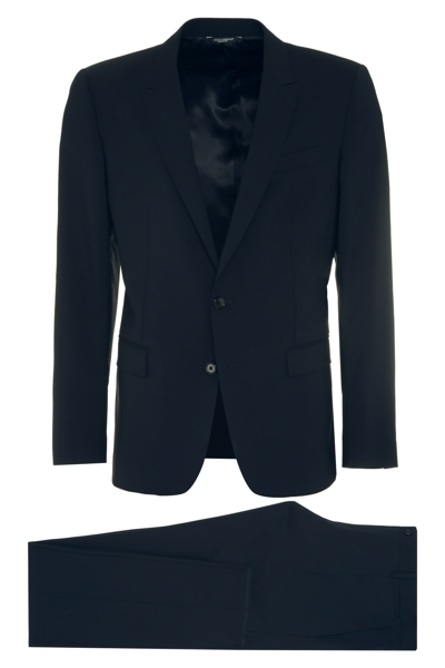 Shop Dolce & Gabbana Stretch Wool Two-pieces Suit In Blu Scurissimo 1