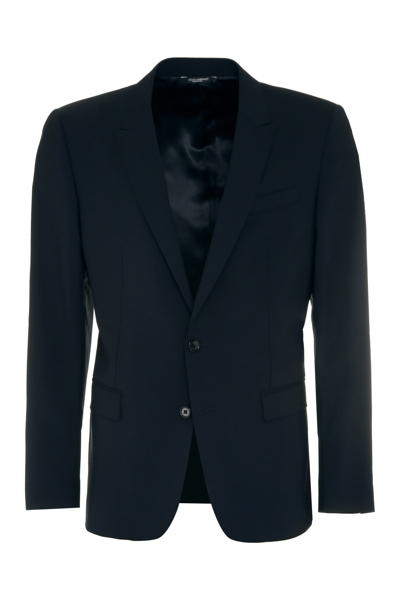 Shop Dolce & Gabbana Stretch Wool Two-pieces Suit In Blu Scurissimo 1