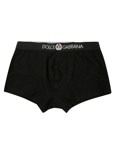 Shop Dolce & Gabbana Waist Logo Boxer Shorts In Nero