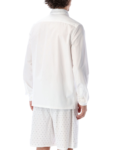 Shop Prada Studded Cotton Shirt In Bianco