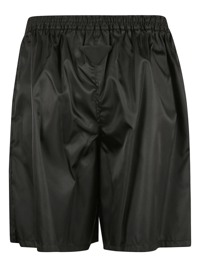 Shop Prada Ribbed Waist Shorts In Nero