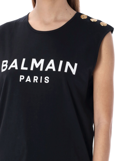 Shop Balmain 3-buttons Logo Tank Top In Black