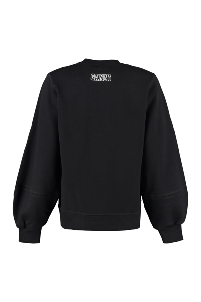 Shop Ganni Cotton Crew-neck Sweatshirt In Black
