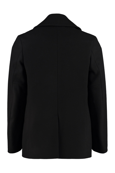 Shop Givenchy Wool Peacoat In Black