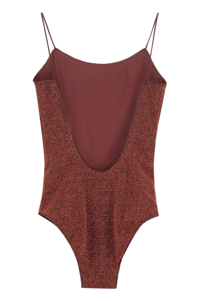 Shop Oseree Lumière Maillot One-piece Swimsuit In Brown