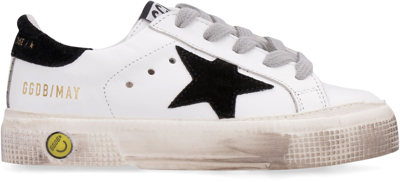 Shop Golden Goose May Leather Sneakers In White