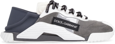 Shop Dolce & Gabbana Ns1 Leather And Fabric Low-top Sneakers In Grey