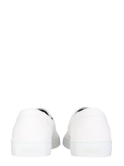 Kenzo White K-skate Tiger Slip-on Sneakers In Bianco