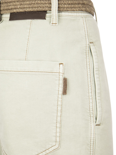 Shop Brunello Cucinelli Wide Trousers With Belt In Mint