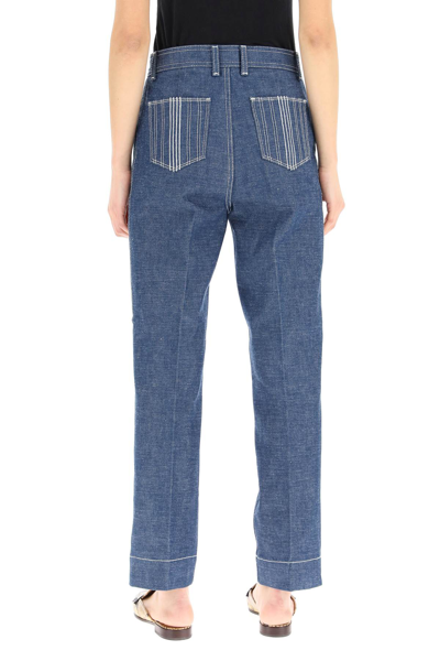 Shop Tory Burch Cropped Jeans In Deep Blue