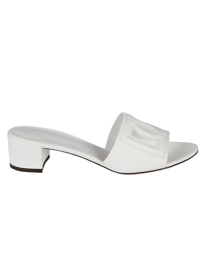 Shop Dolce & Gabbana Quilted Logo Sliders In Bianco