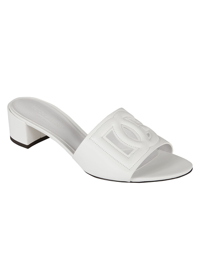 Shop Dolce & Gabbana Quilted Logo Sliders In Bianco