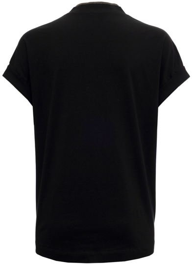 Shop Brunello Cucinelli Cotton V-neck T-shirt  In Black