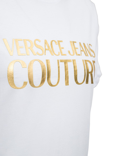 Shop Versace White Cotton T-shirt With Logo Print