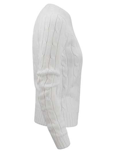 Polo Ralph Lauren Slim-fit Cable Knit Sweater With Classic Design In White