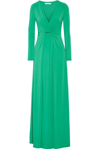 Halston Heritage Draped Stretch-jersey Gown In Green