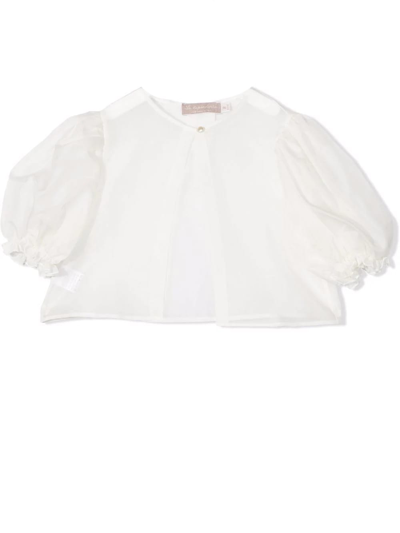 Shop La Stupenderia Bolero With Balloon Sleeves In Bianca