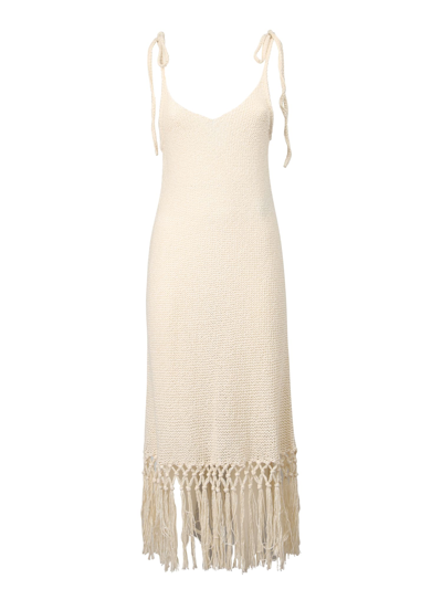Shop Alanui Fringed Dress In Bianco