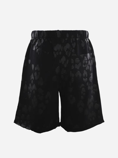 Shop Just Cavalli Cotton Shorts With Logo Patch And All-over Contrasting Print In Nero