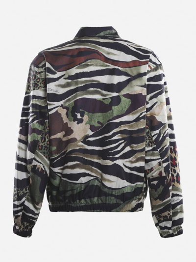 Shop Just Cavalli Technical Fabric Jacket With All-over Camouflage Print In Multicolor