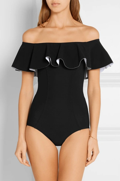 Shop Lisa Marie Fernandez Mira Off-the-shoulder Ruffled Swimsuit