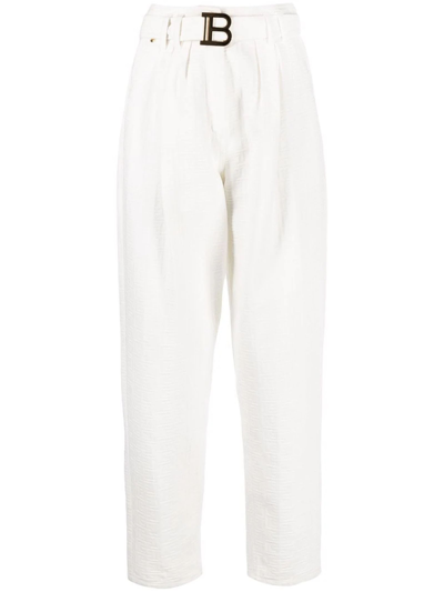 Shop Balmain White Cotton Jeans In Bianco